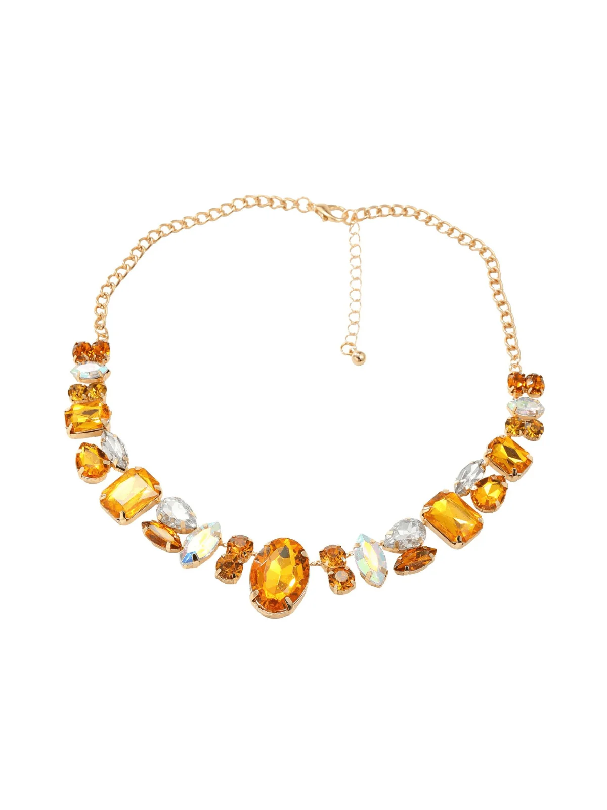 Yellow Crystal Embellished Necklace - Elegant & Sophisticated