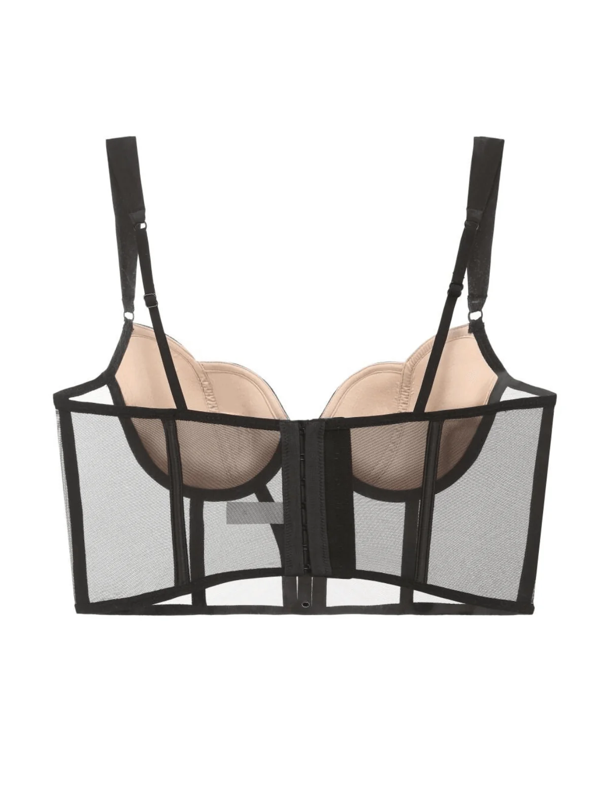 Patchwork Corset Top in Black Mesh - Levon Collection