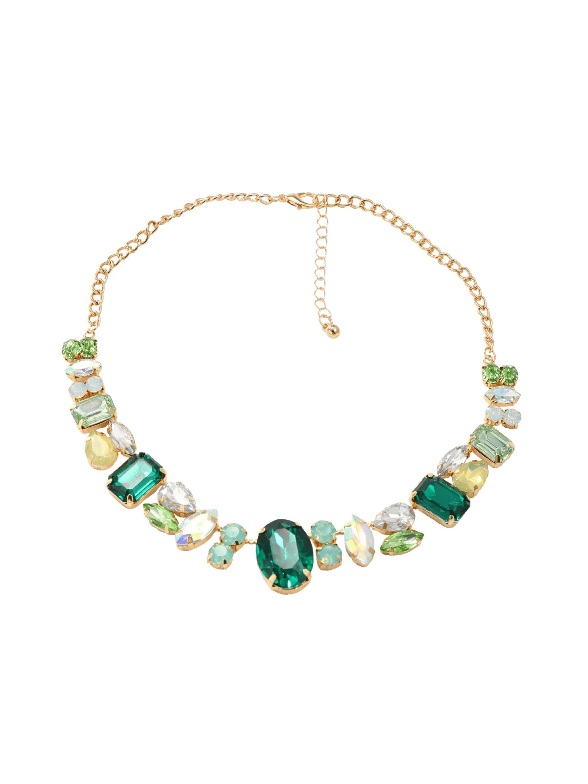 Green Crystal Embellished Necklace - Elegant Fashion Jewelry
