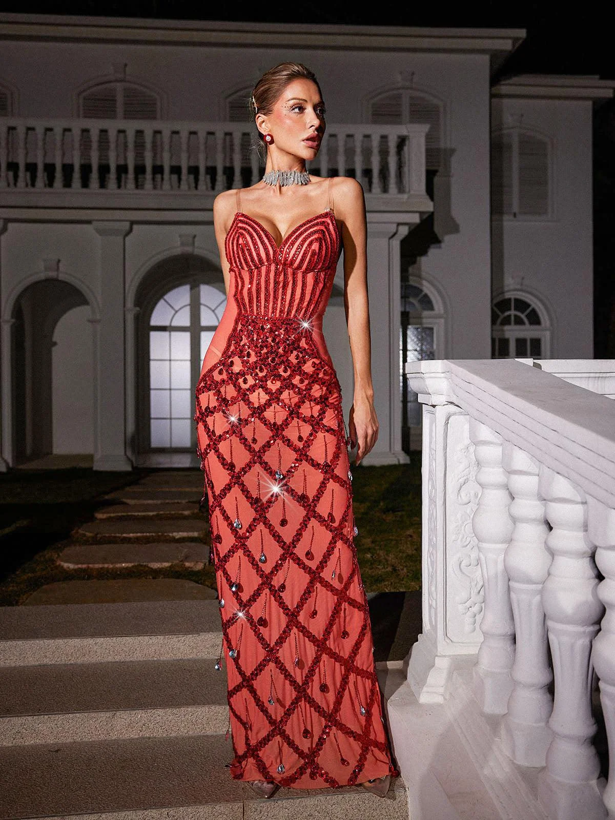 Sequin Mesh Maxi Dress - Elegant & Sophisticated Style