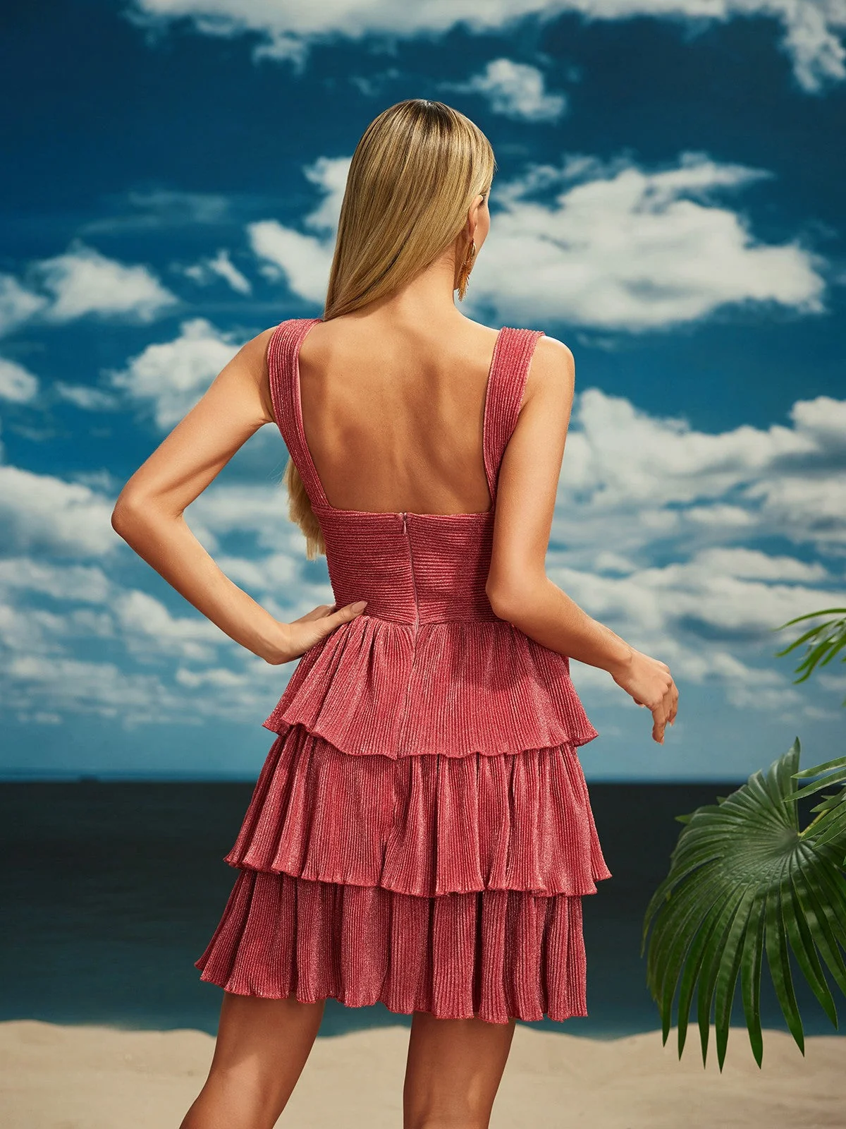 Chic Starfish Cutout Tiered Summer Dress