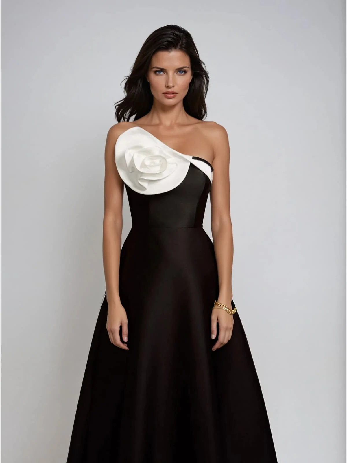 Elegant Satin Floral Maxi Dress