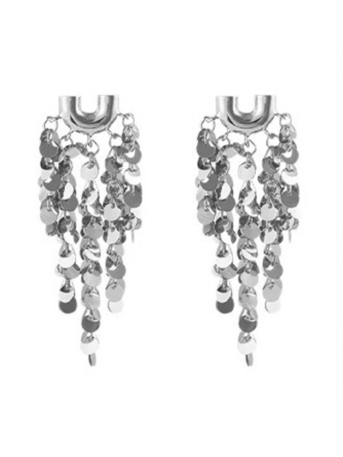 Fringe Sequin Statement Earrings - Elegant Alloy Jewelry