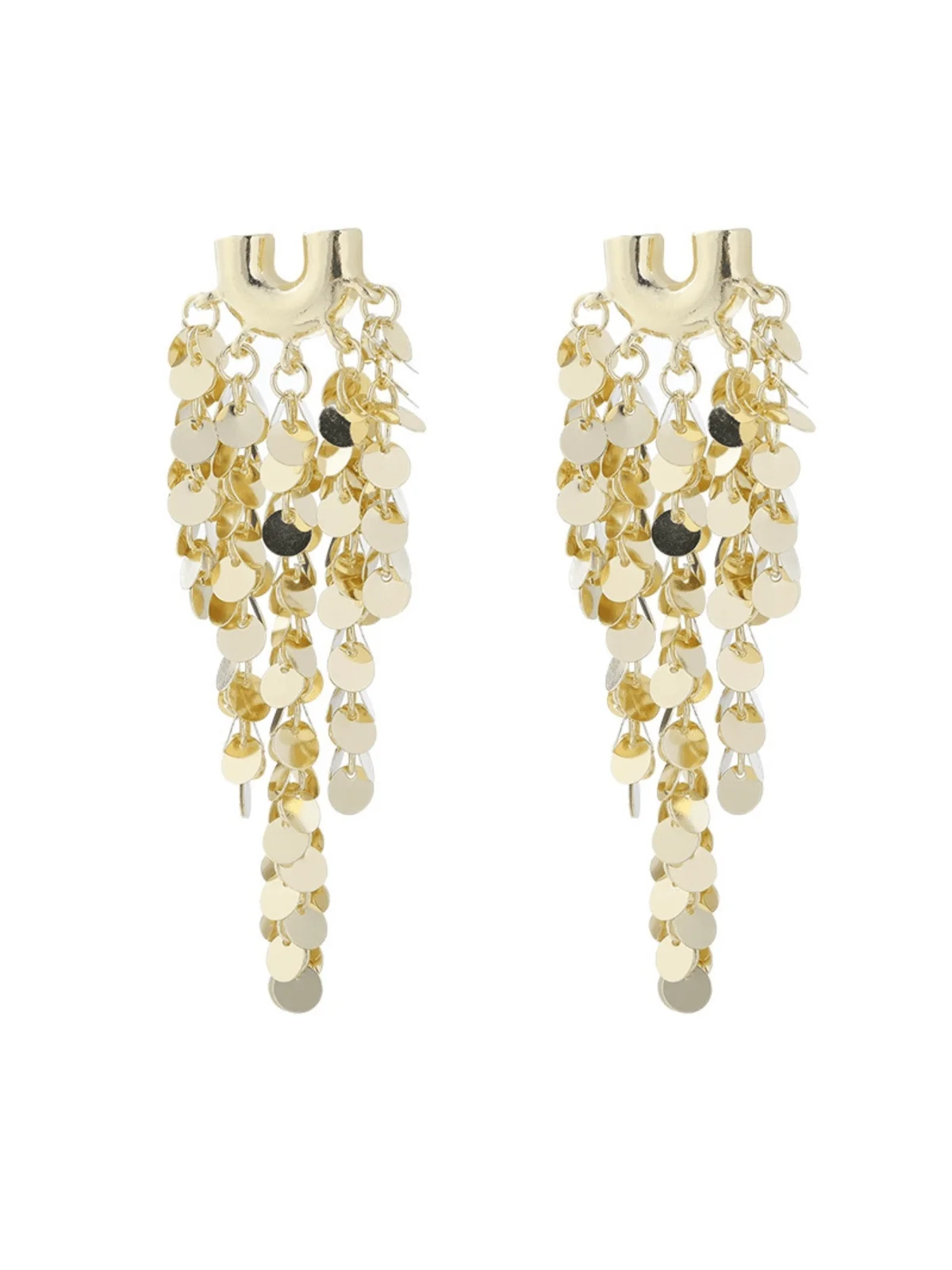 Fringe Sequin Statement Earrings - Elegant Alloy Jewelry