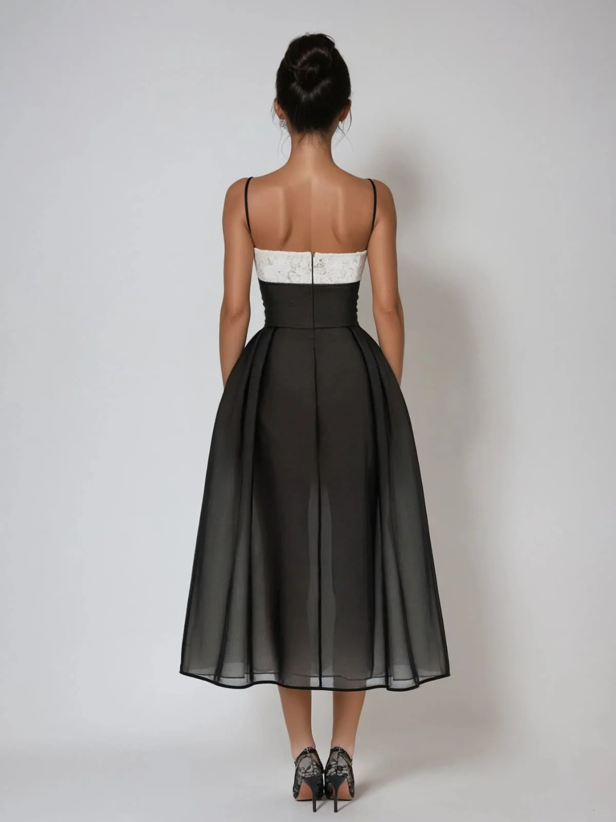 Elegant Lace Sleeveless Midi Dress - Black, Red, White