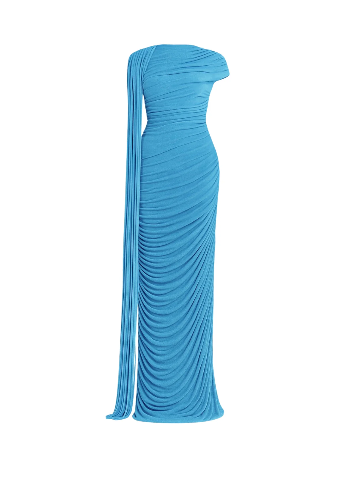 Blue Draped Maxi Dress with Graceful Silhouette