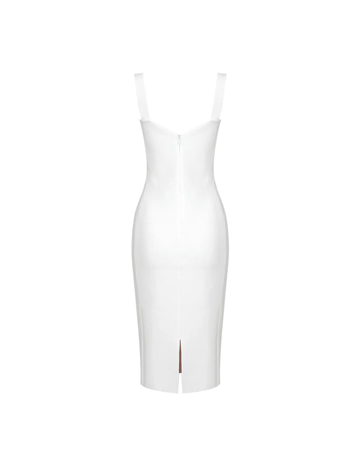 White Lace Bandage Dress - Elegant Midi Cocktail Wear