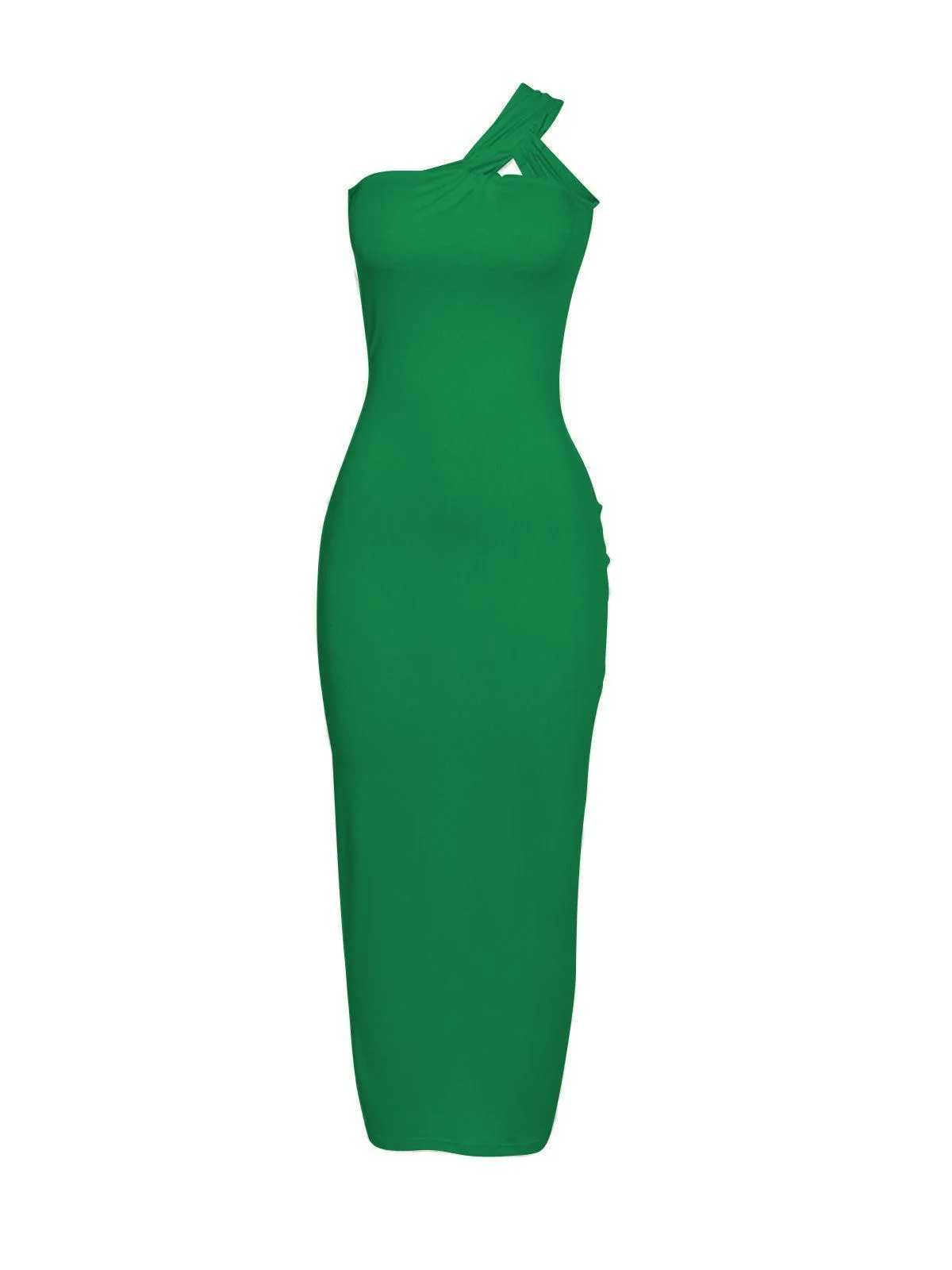 Green One Shoulder Maxi Dress - Elegant Backless Design