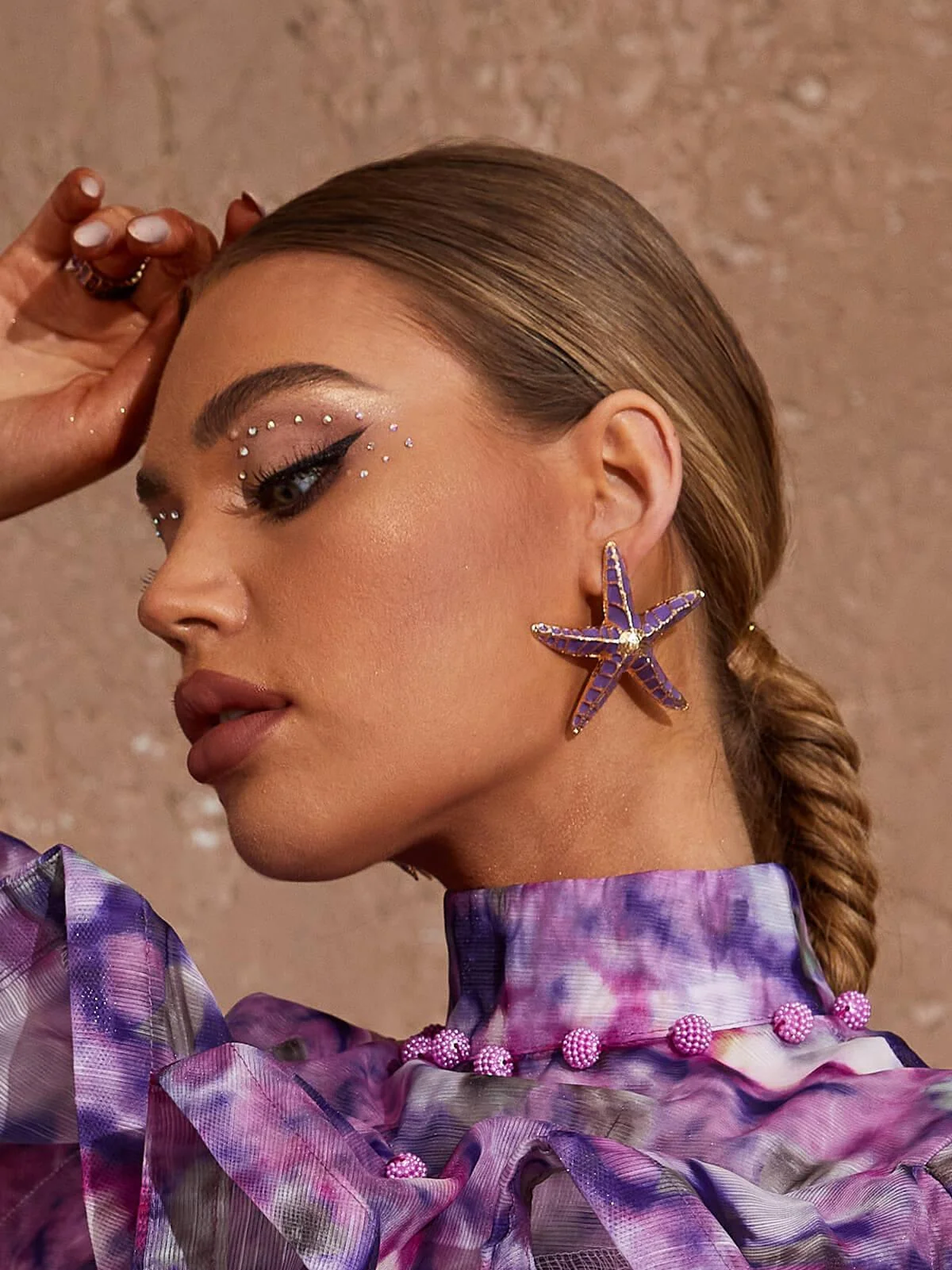 Purple Starfish Earrings Beachy Style