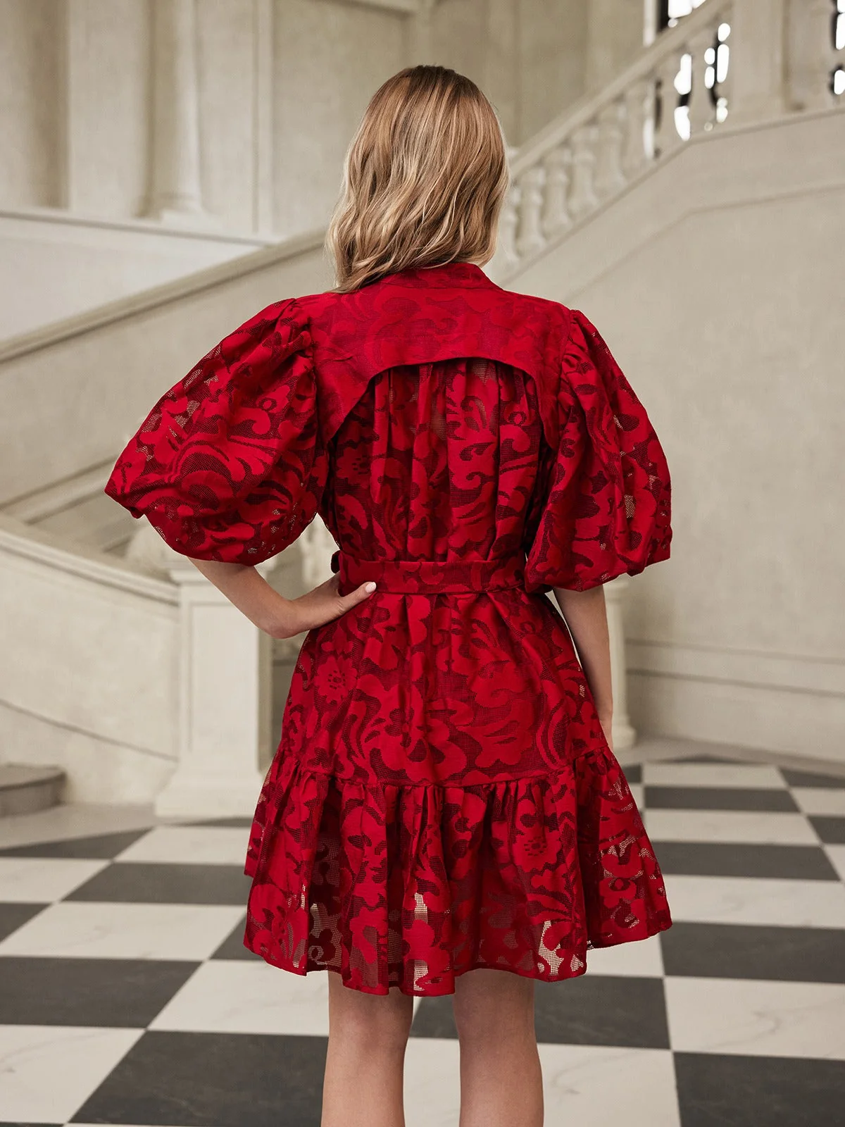 Vibrant Printed Mini Dress with Puff Sleeves