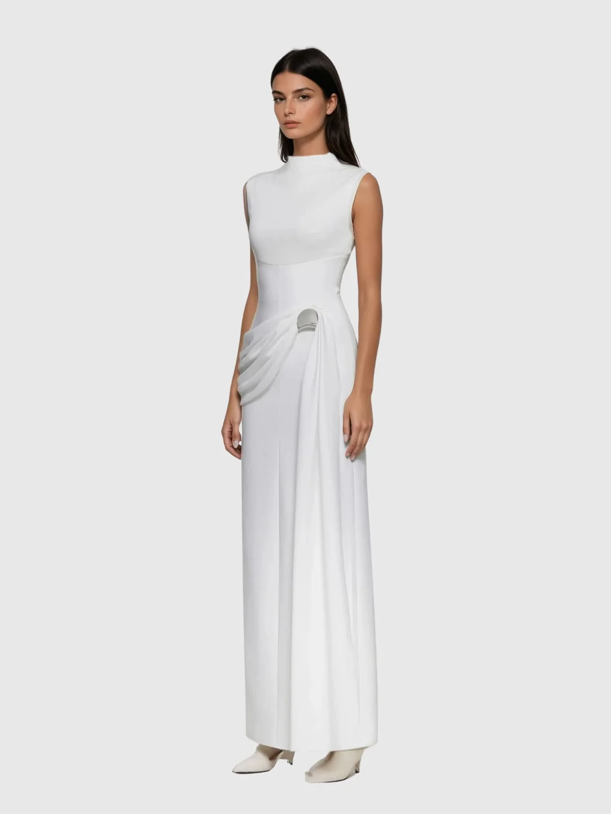 Elegant Sleeveless Ruched Maxi Dress