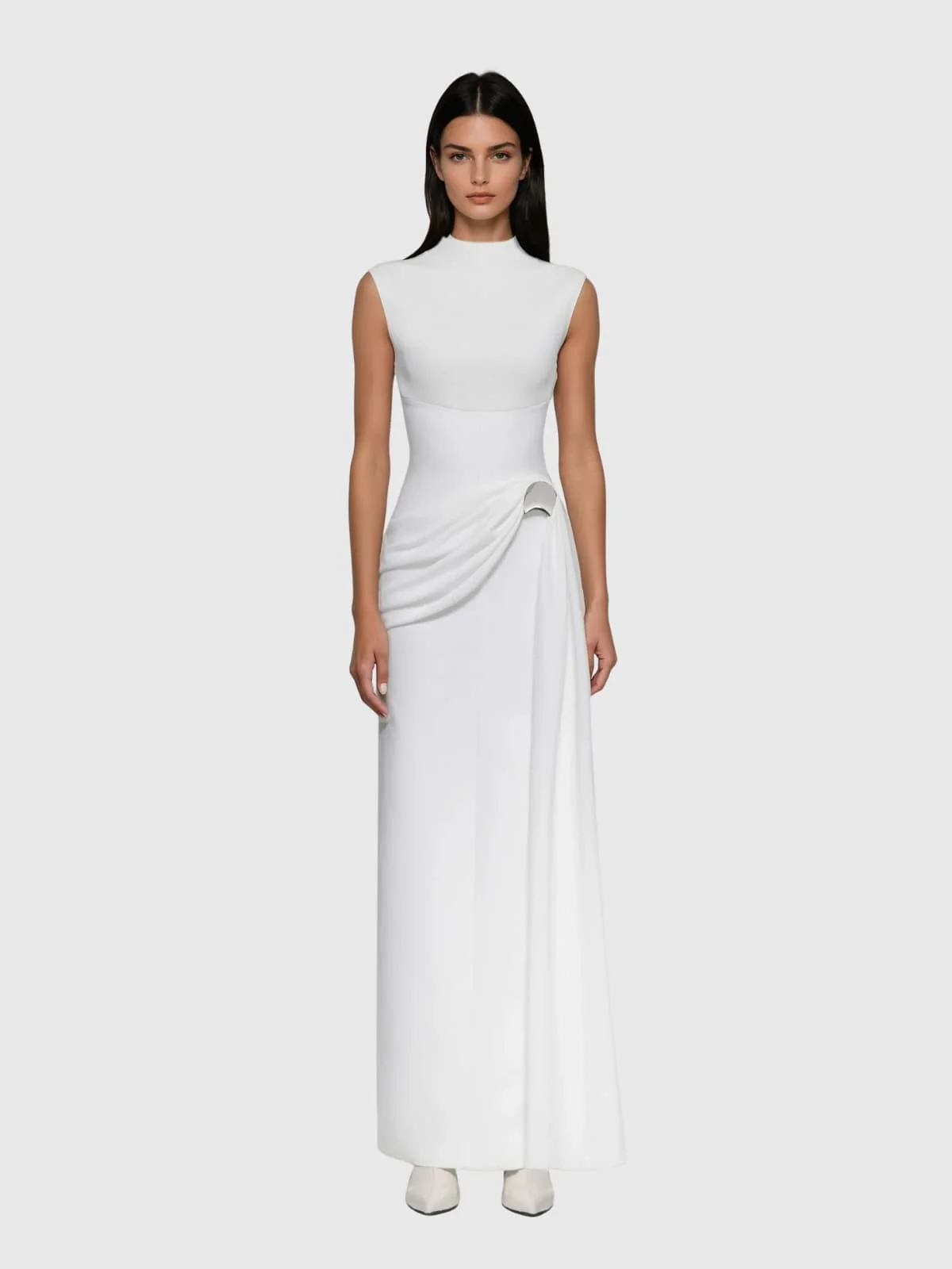 Elegant Sleeveless Ruched Maxi Dress