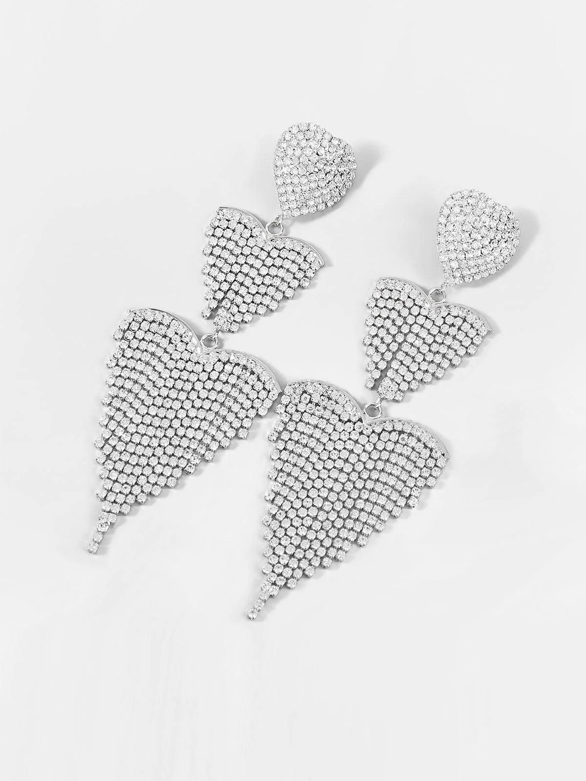 Diamante Heart Tassel Earrings - Fashion Drop Jewelry