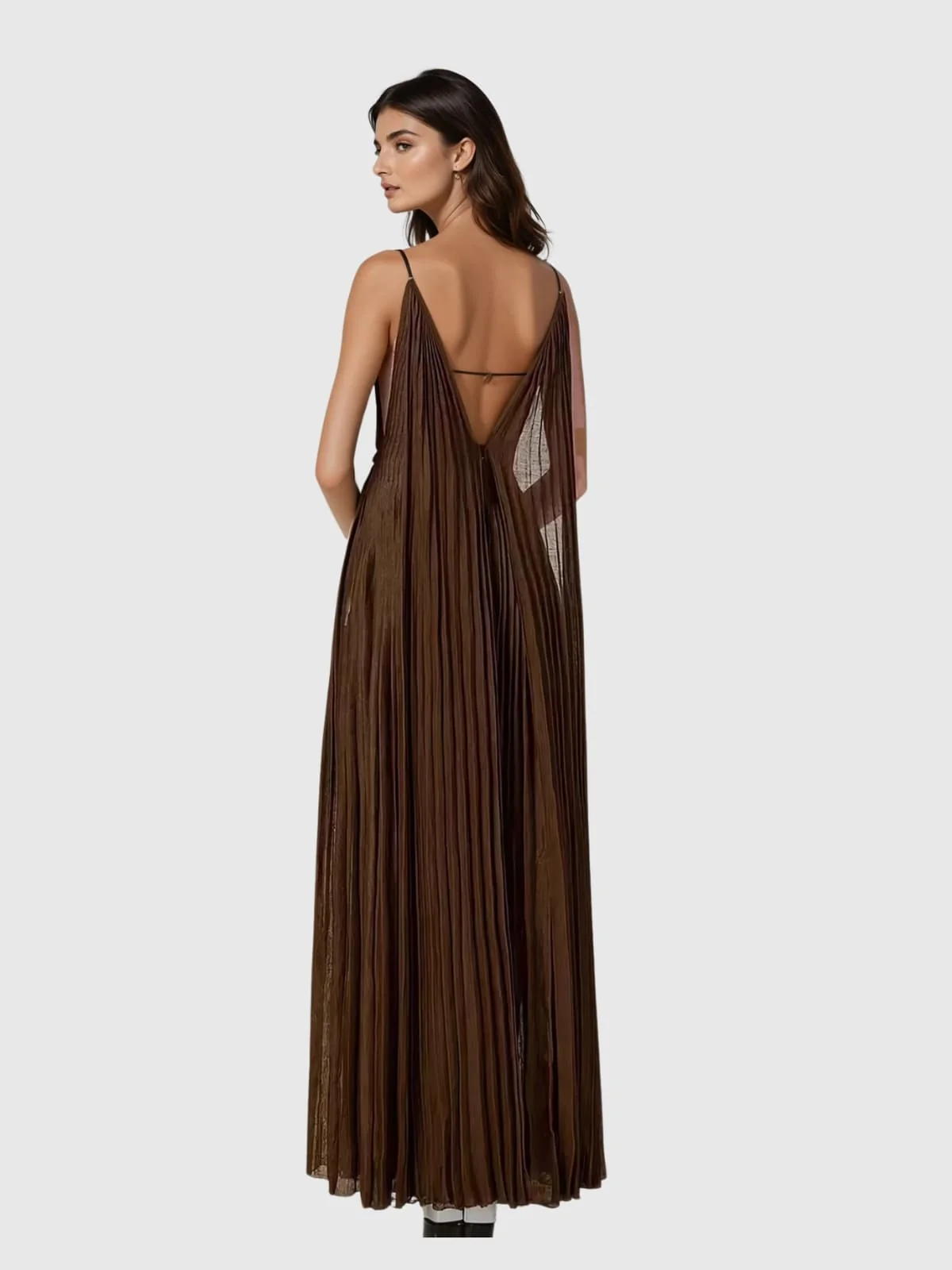 Elegant Pleated Maxi Dress in Kabira Style