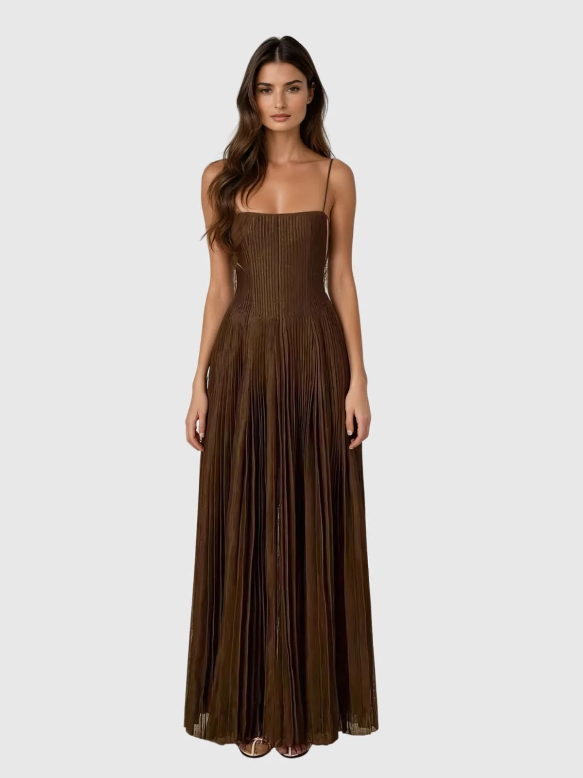 Elegant Pleated Maxi Dress in Kabira Style