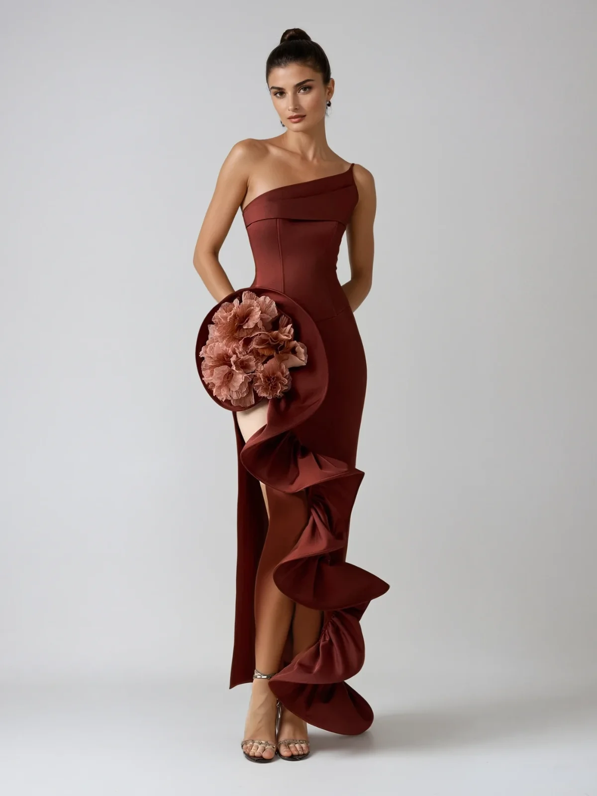 Floral Tiered Bandage Maxi Dress in Strapless Style