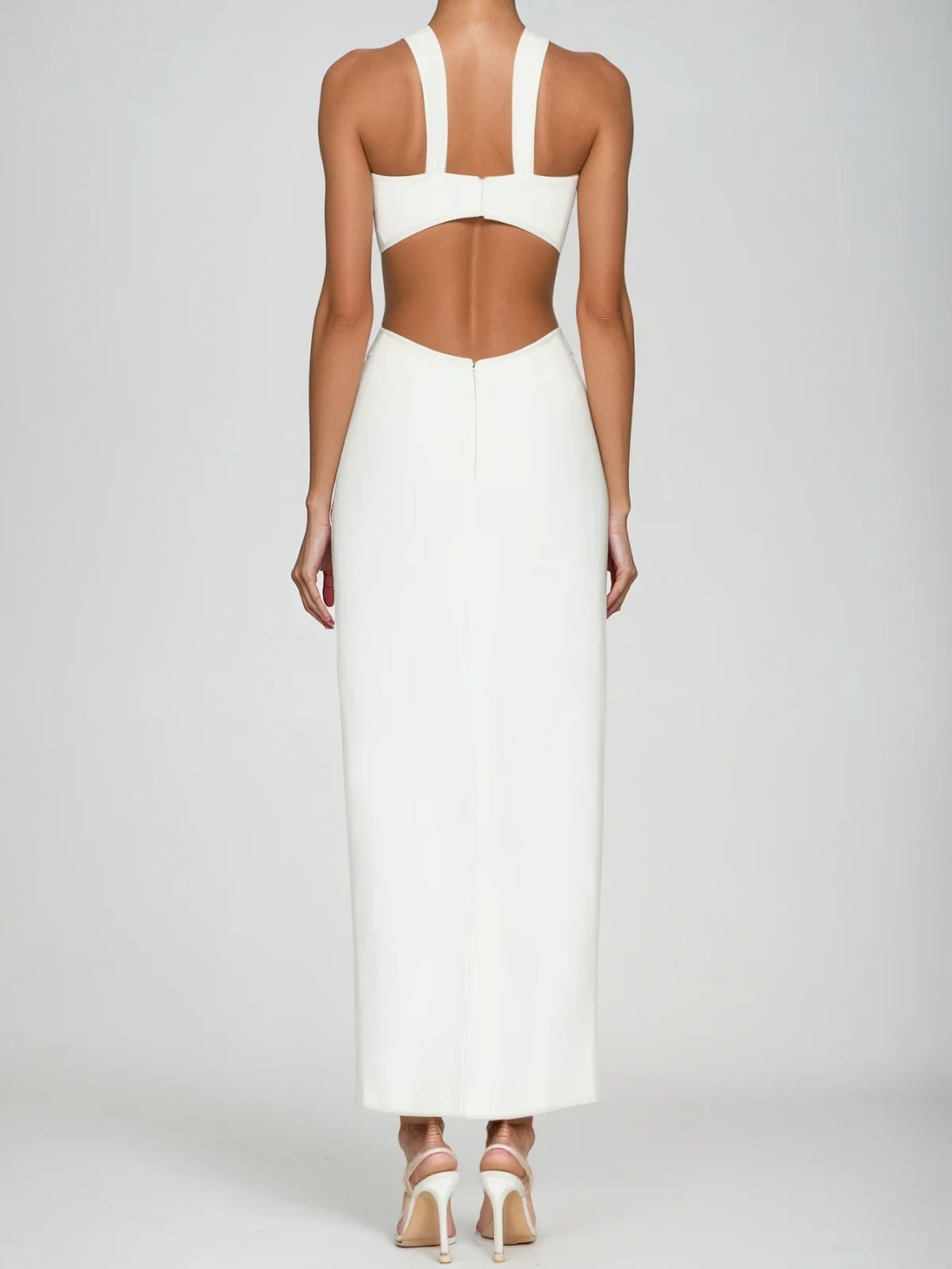 Striking Halterneck Cutout Bandage Maxi Dress