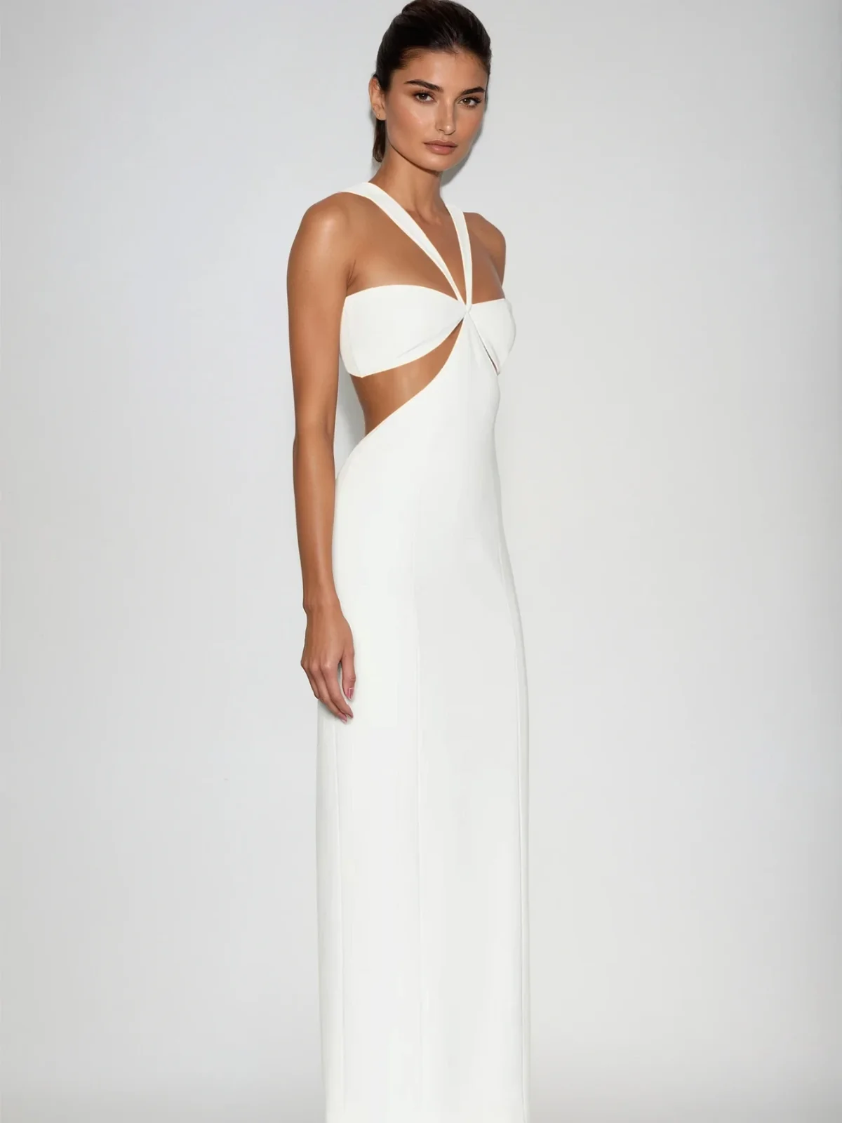 Striking Halterneck Cutout Bandage Maxi Dress