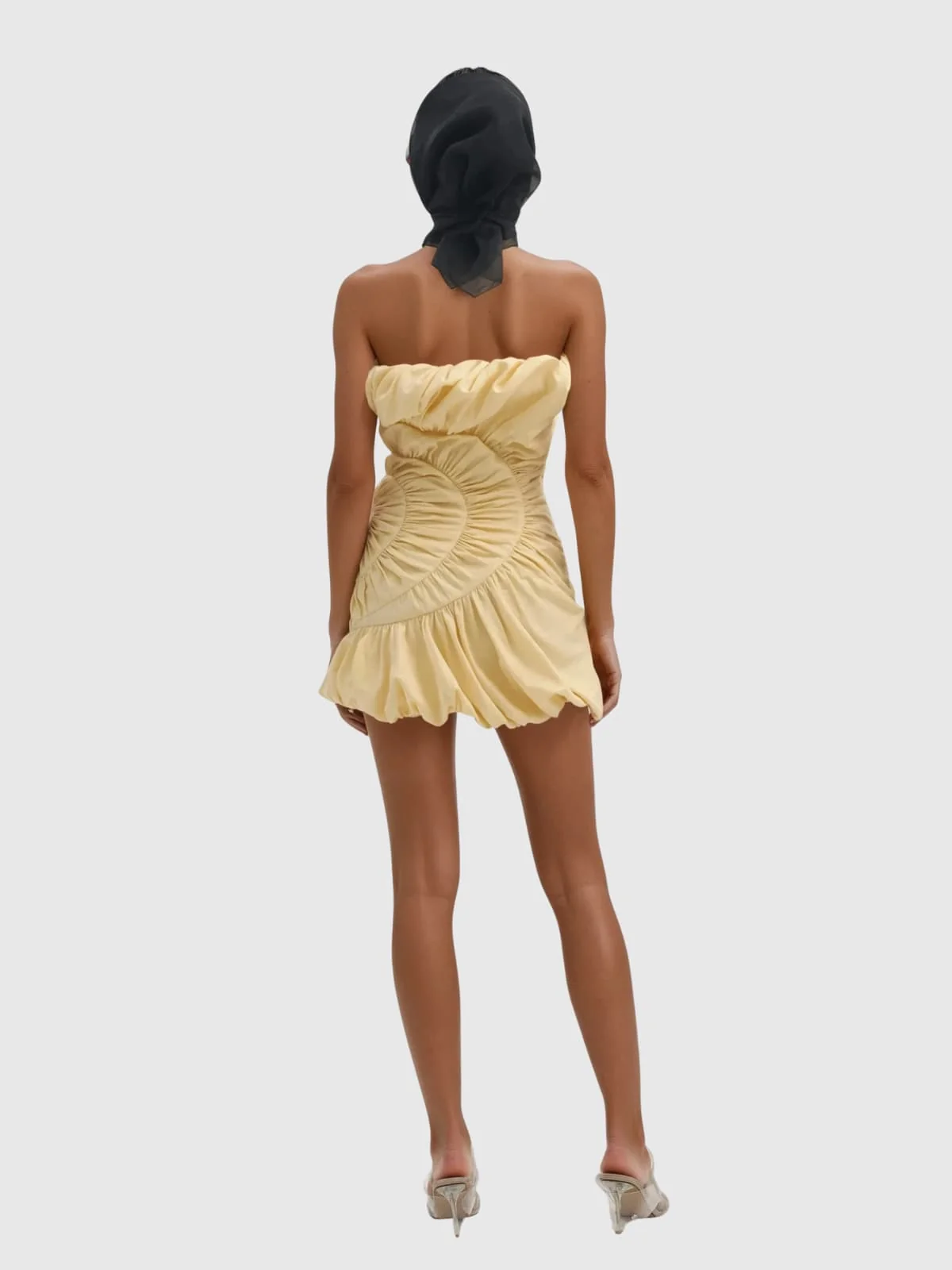 Apricot Ruffle Mini Dress with Strapless Bodice