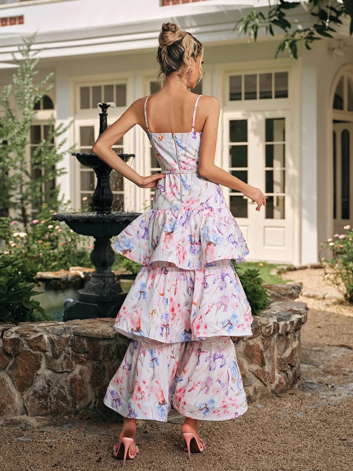 Floral Ruffle Tiered Maxi Dress - Elegant Garden Party Attire