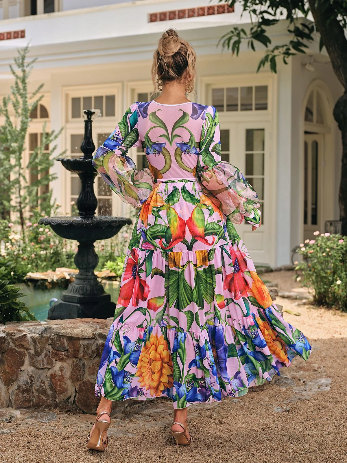 Vibrant Printed V Neck Two-Piece Swimwear Set