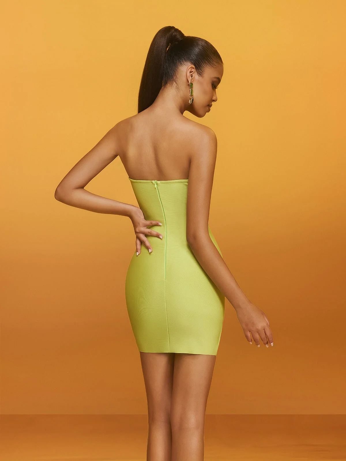 Bandage Crystal Cutout Mini Dress - Glamorous Strapless Design