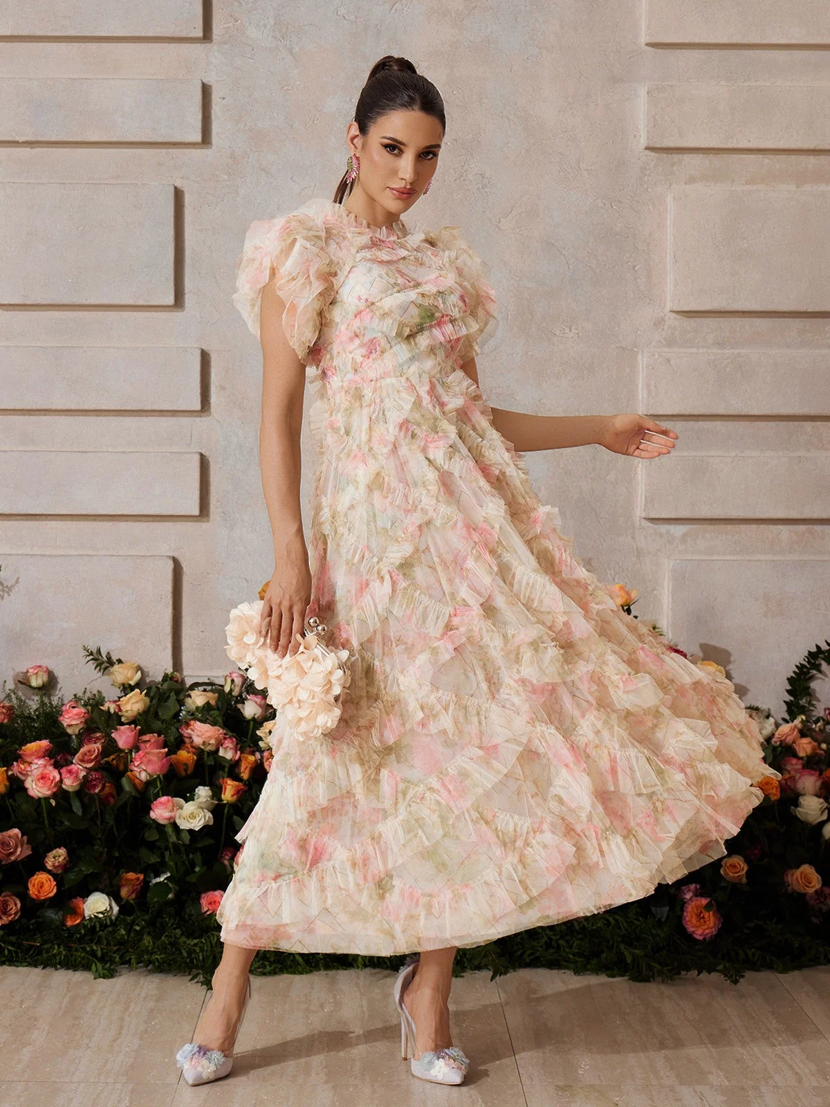 Floral Maxi Dress Sleeveless Elegant Flowing Silhouette