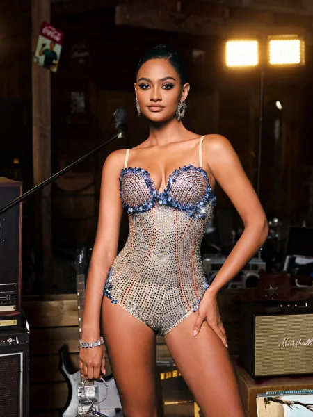 Seashell Rhinestone Jumpsuit with Spaghetti Straps