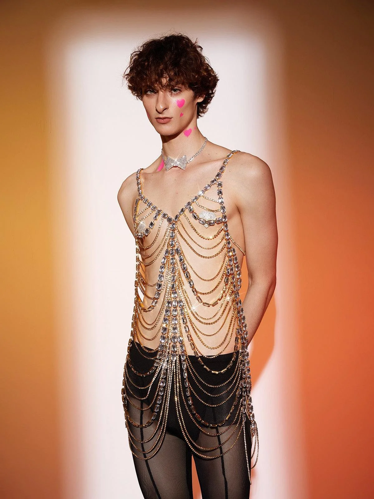 Layered Crystal Mini Dress - Elegant Glamour