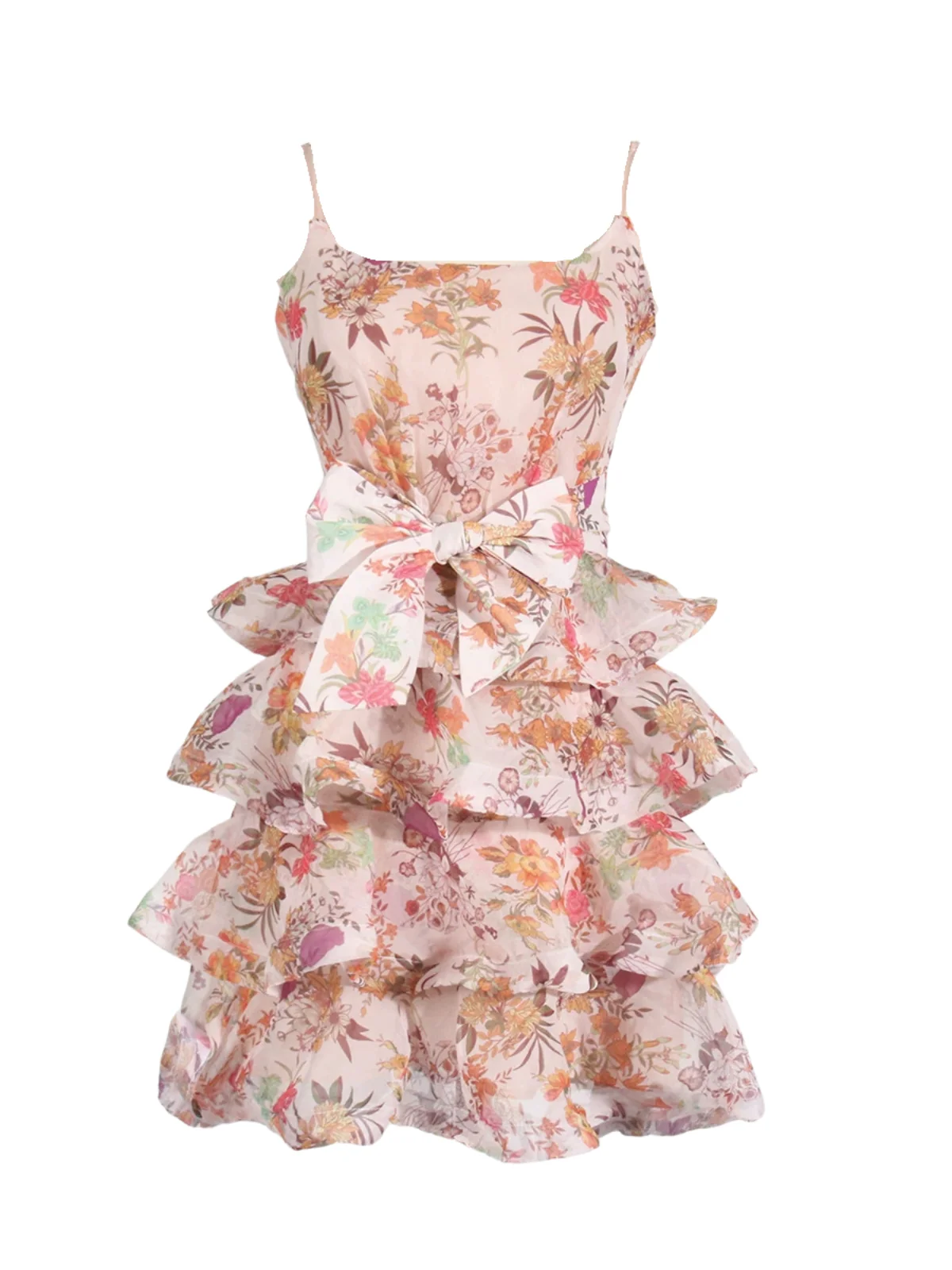 Floral Bow Tea Dress Slim Fit Silhouette