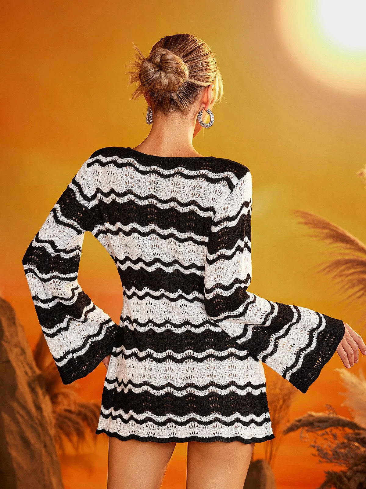 Striped Knit Cover Up Dress - Chic Beachwear Style