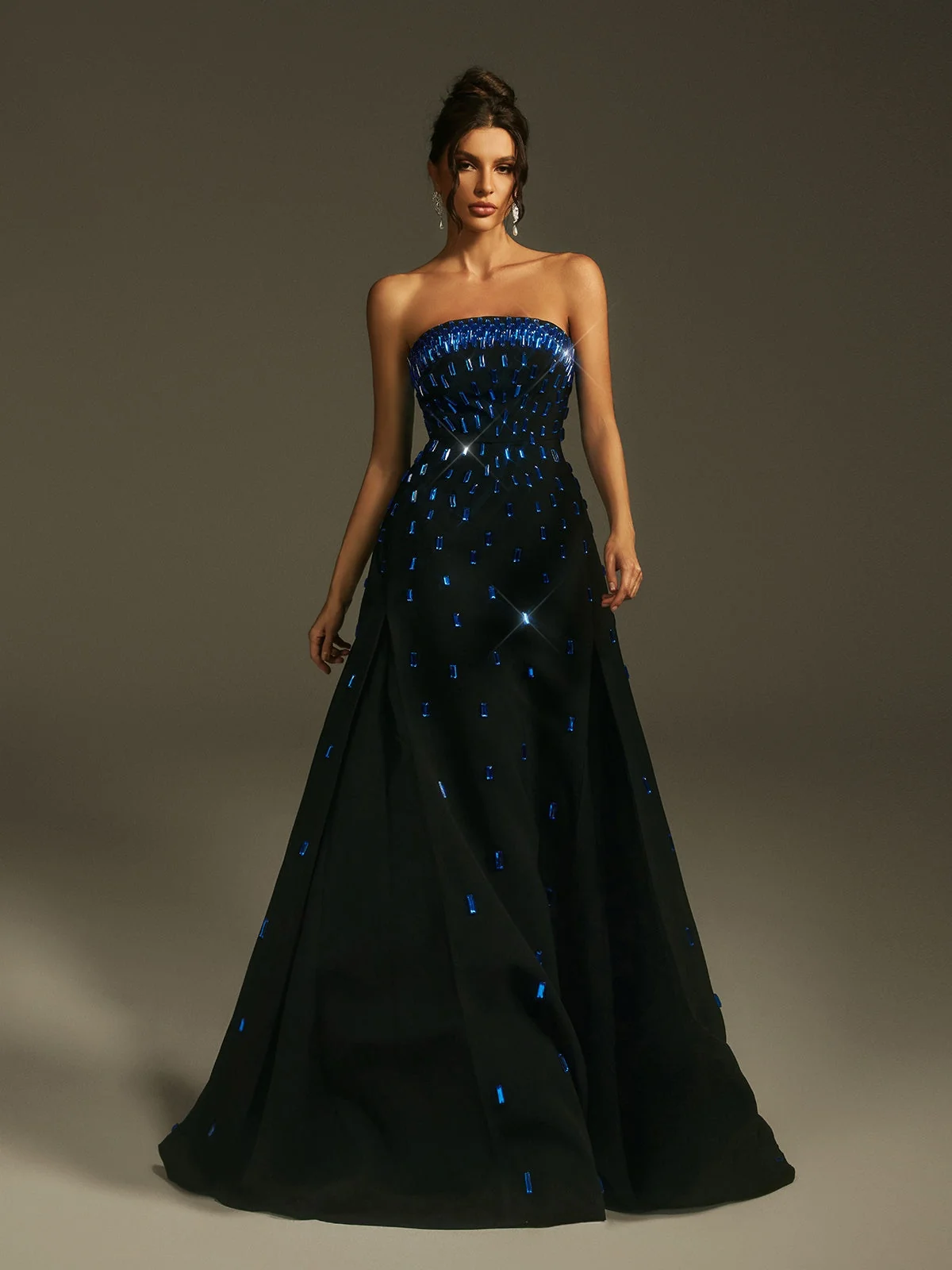 Elegant Crystal Embellished Maxi Dress