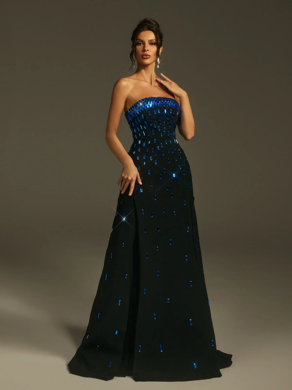 Elegant Crystal Embellished Maxi Dress