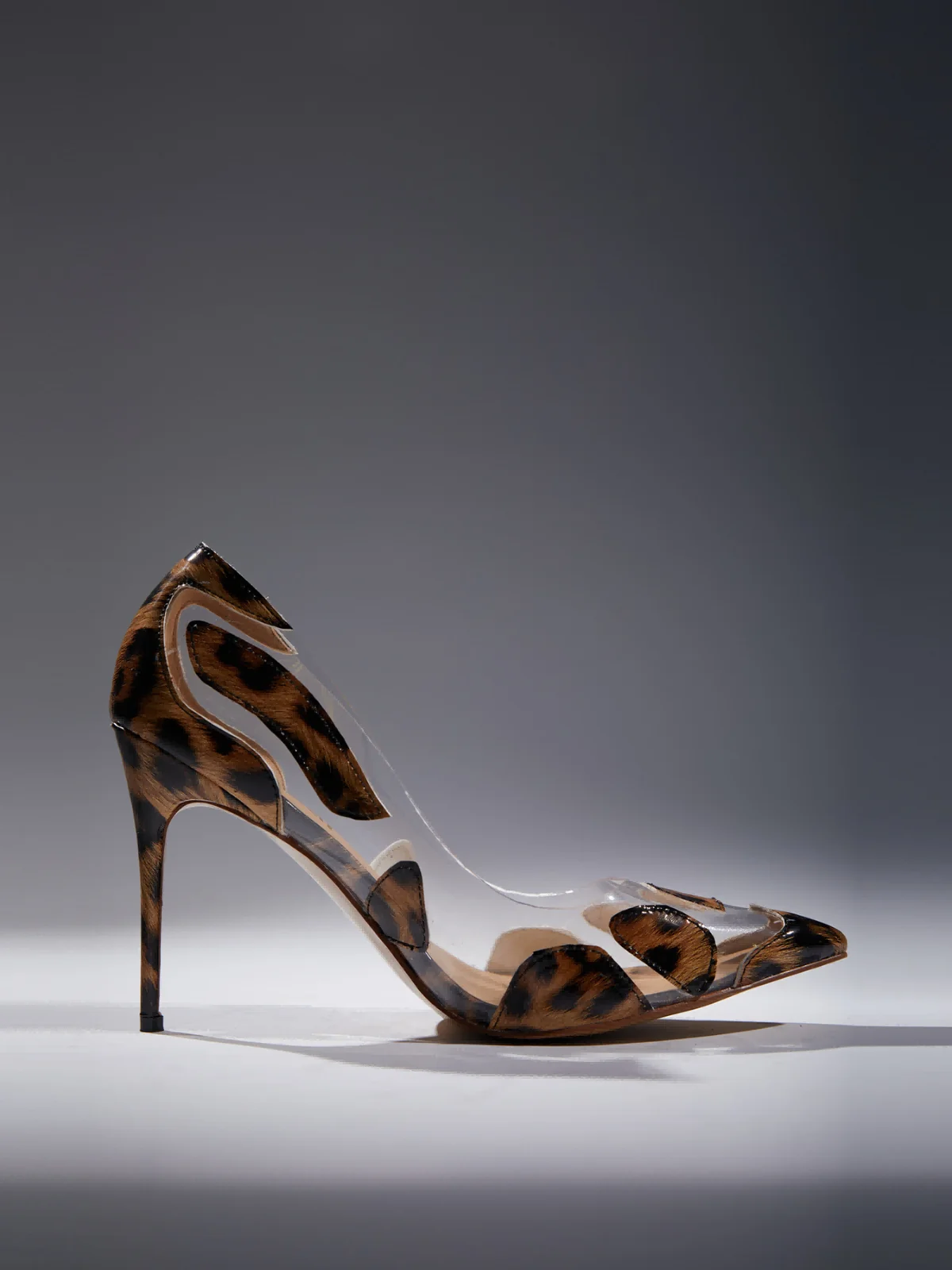 Yellow Leopard Print Stiletto Heels - Pointed Toe Style