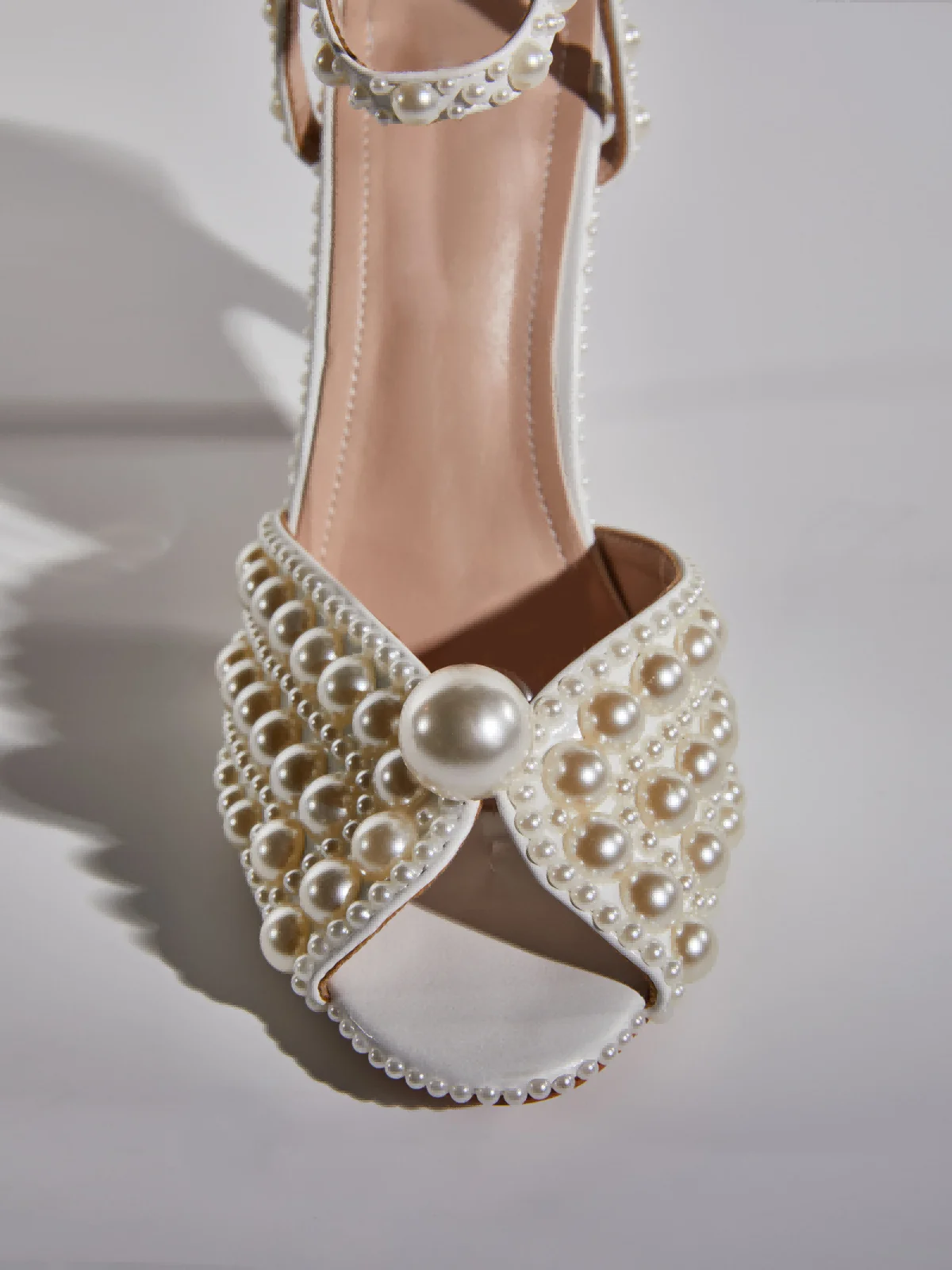 Apricot Pearl Strap Summer Sandals - Elegant Comfort