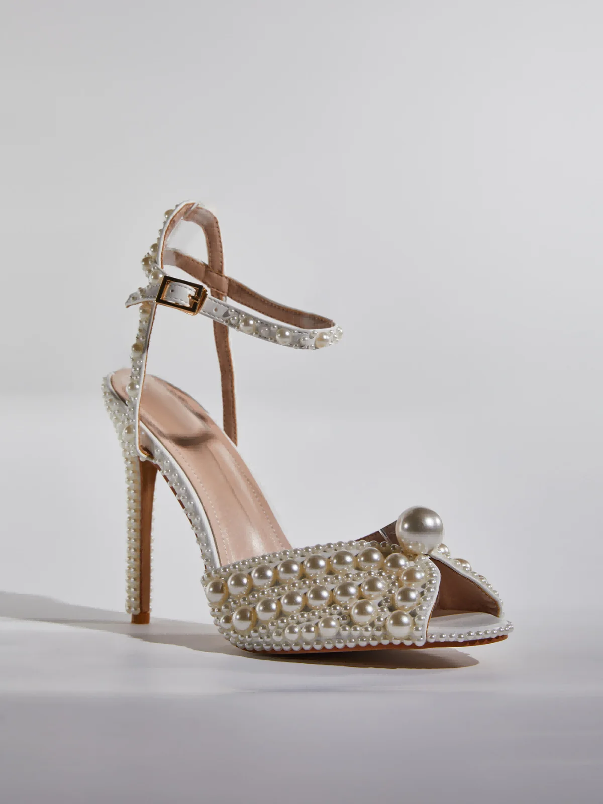 Apricot Pearl Strap Summer Sandals - Elegant Comfort