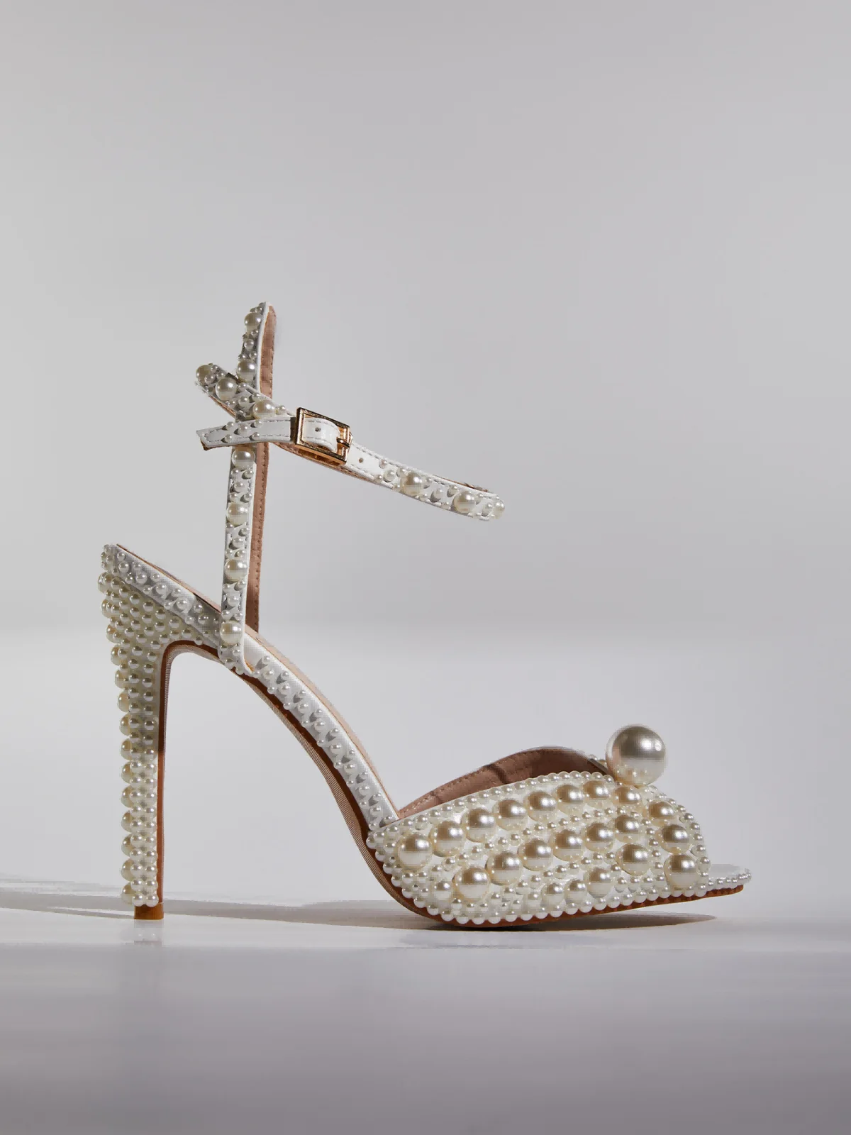 Apricot Pearl Strap Summer Sandals - Elegant Comfort