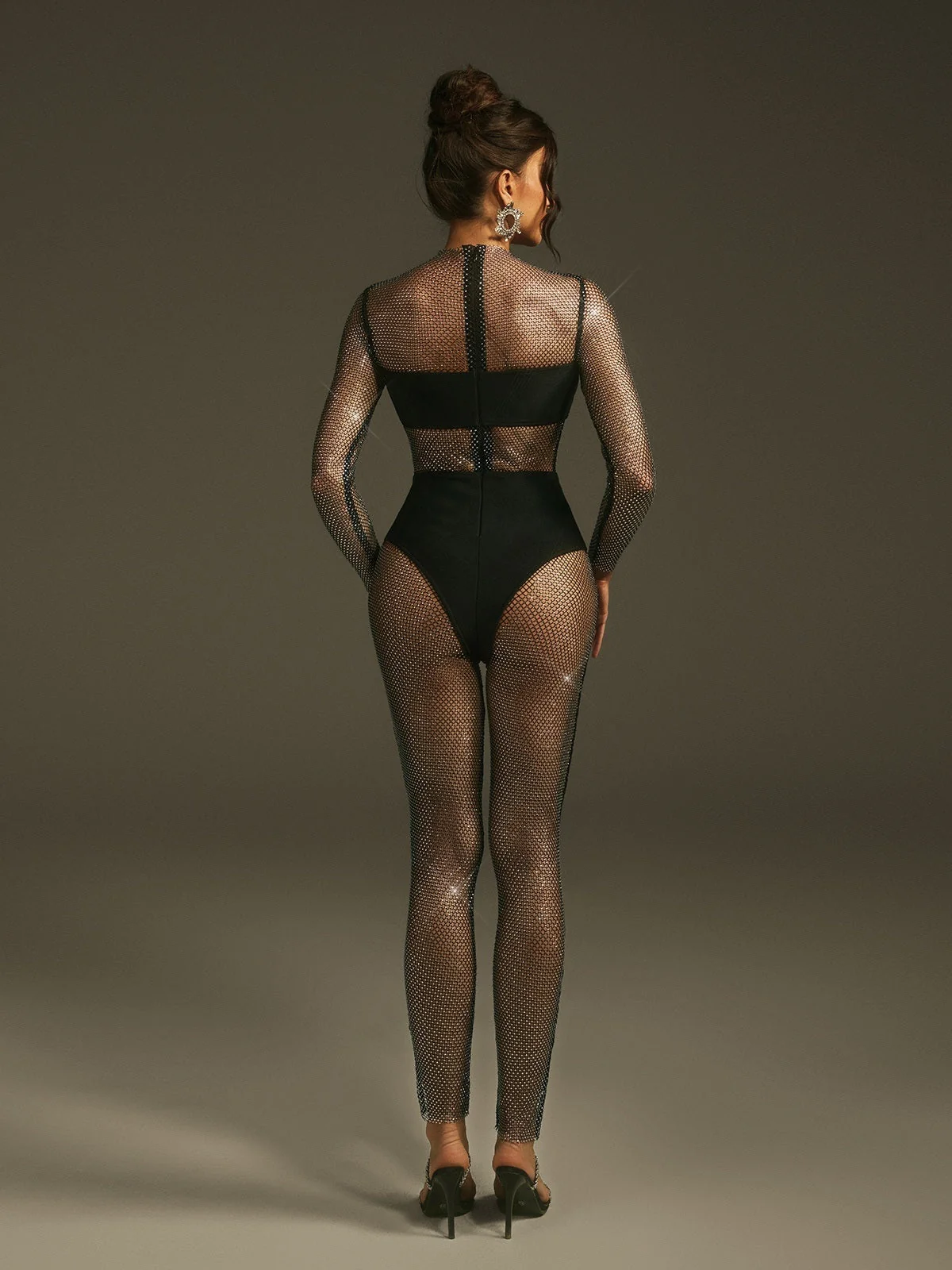 Rhinestone Mesh Statement Jumpsuit - Elegant & Glamorous Style