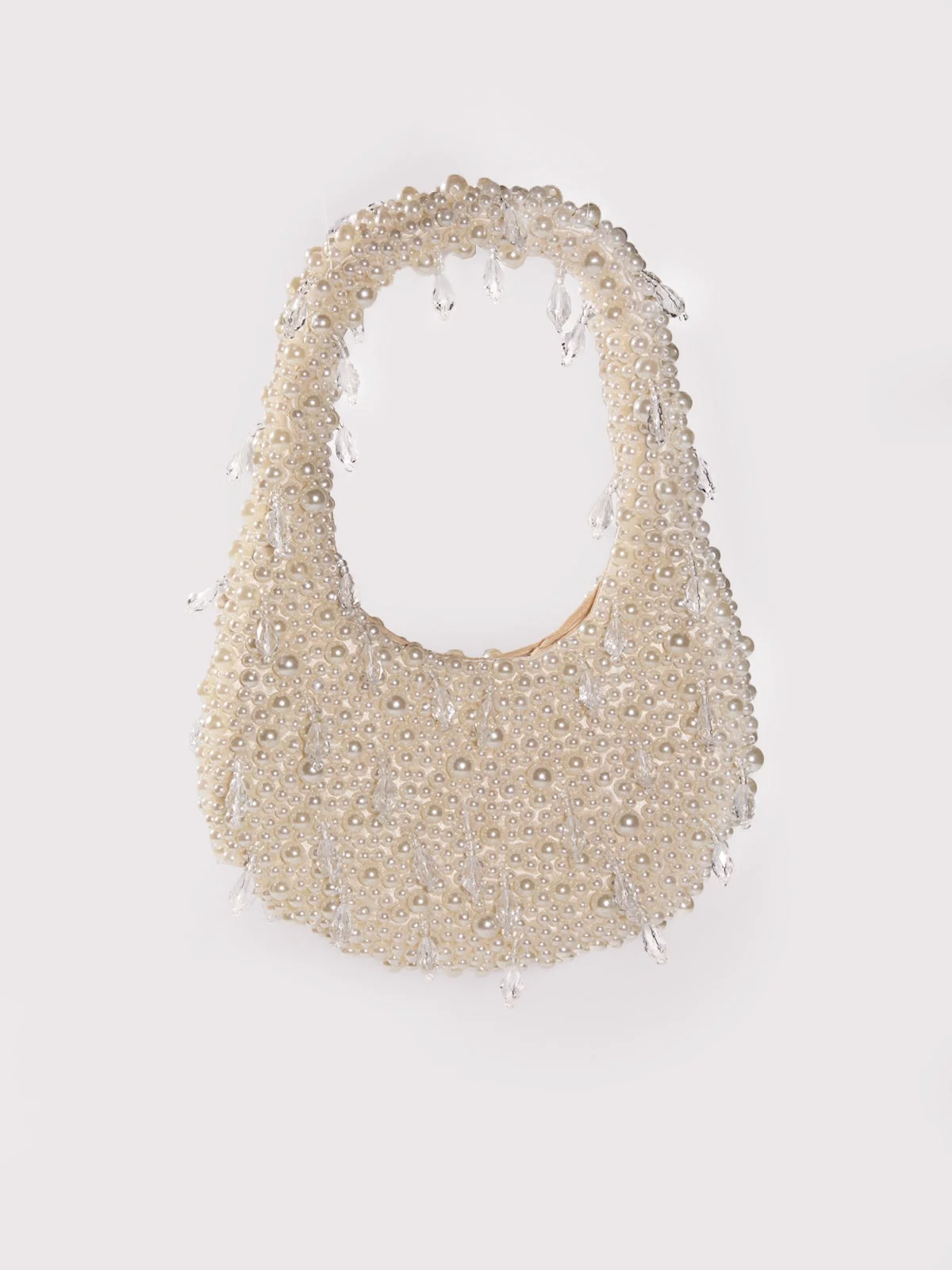 Elegant Pearl Beaded Bag in Beige Color | Graceful Charm