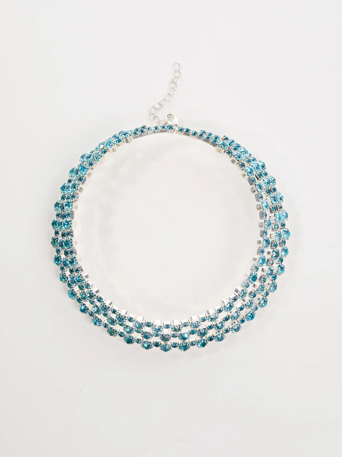 Layered Crystal Necklace Blue Crystal Charm Elegant Design