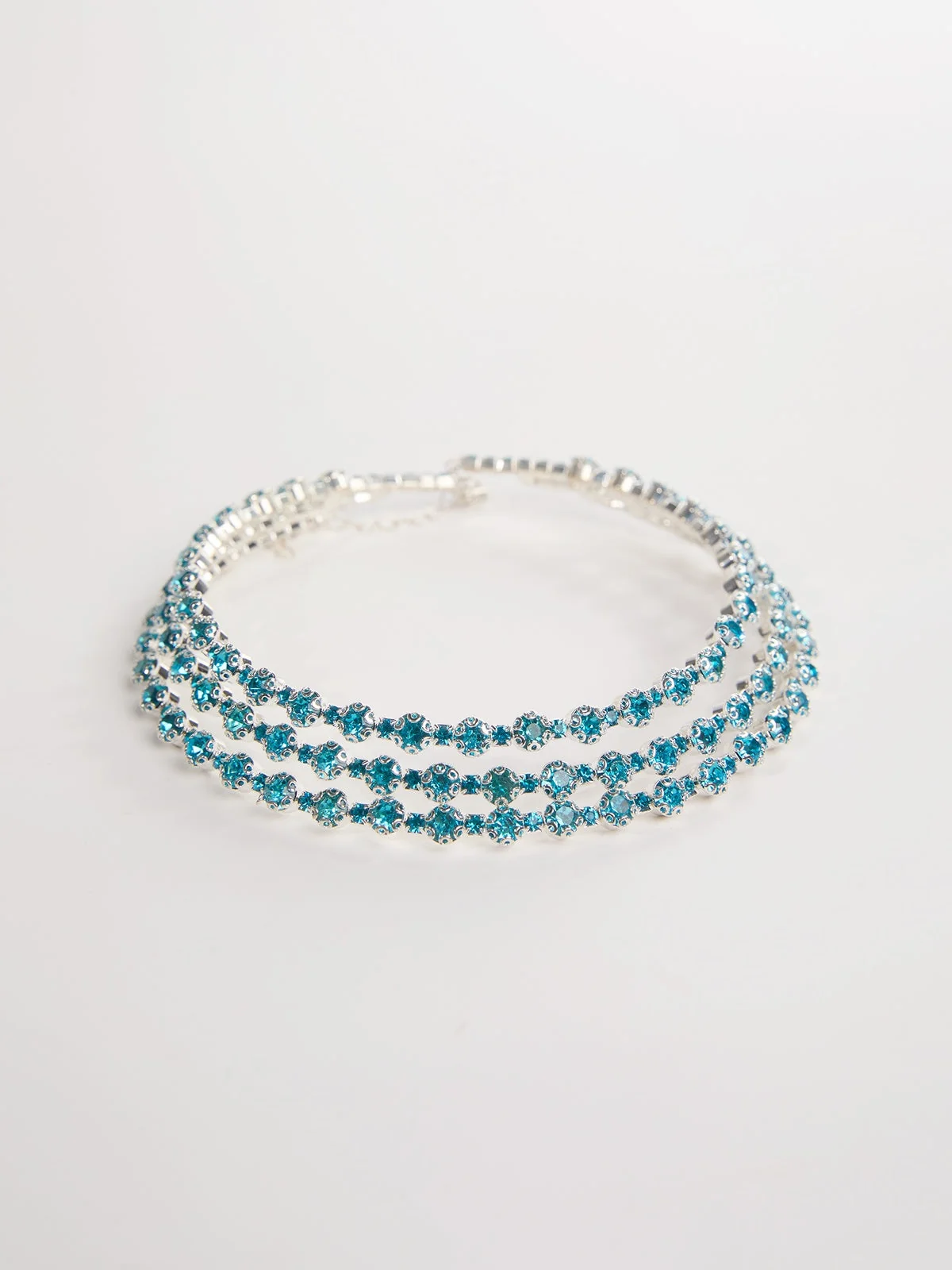 Layered Crystal Necklace Blue Crystal Charm Elegant Design