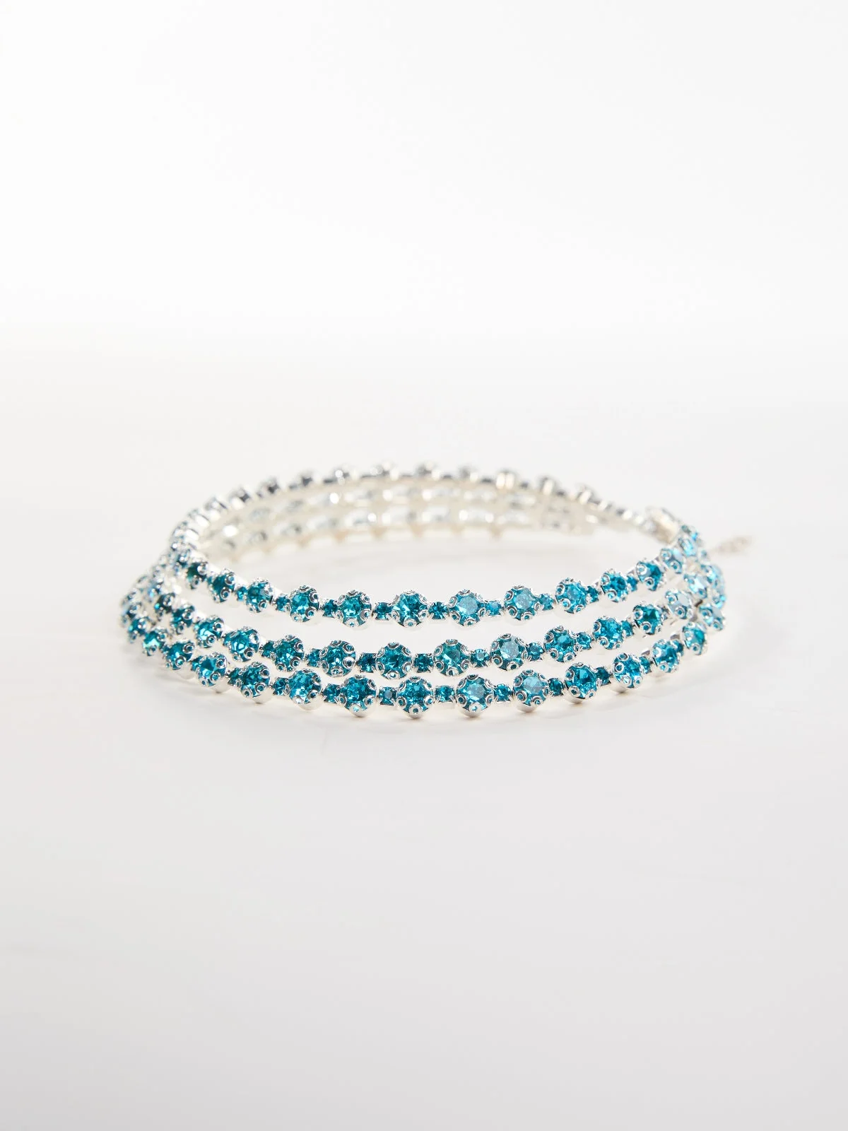 Layered Crystal Necklace Blue Crystal Charm Elegant Design