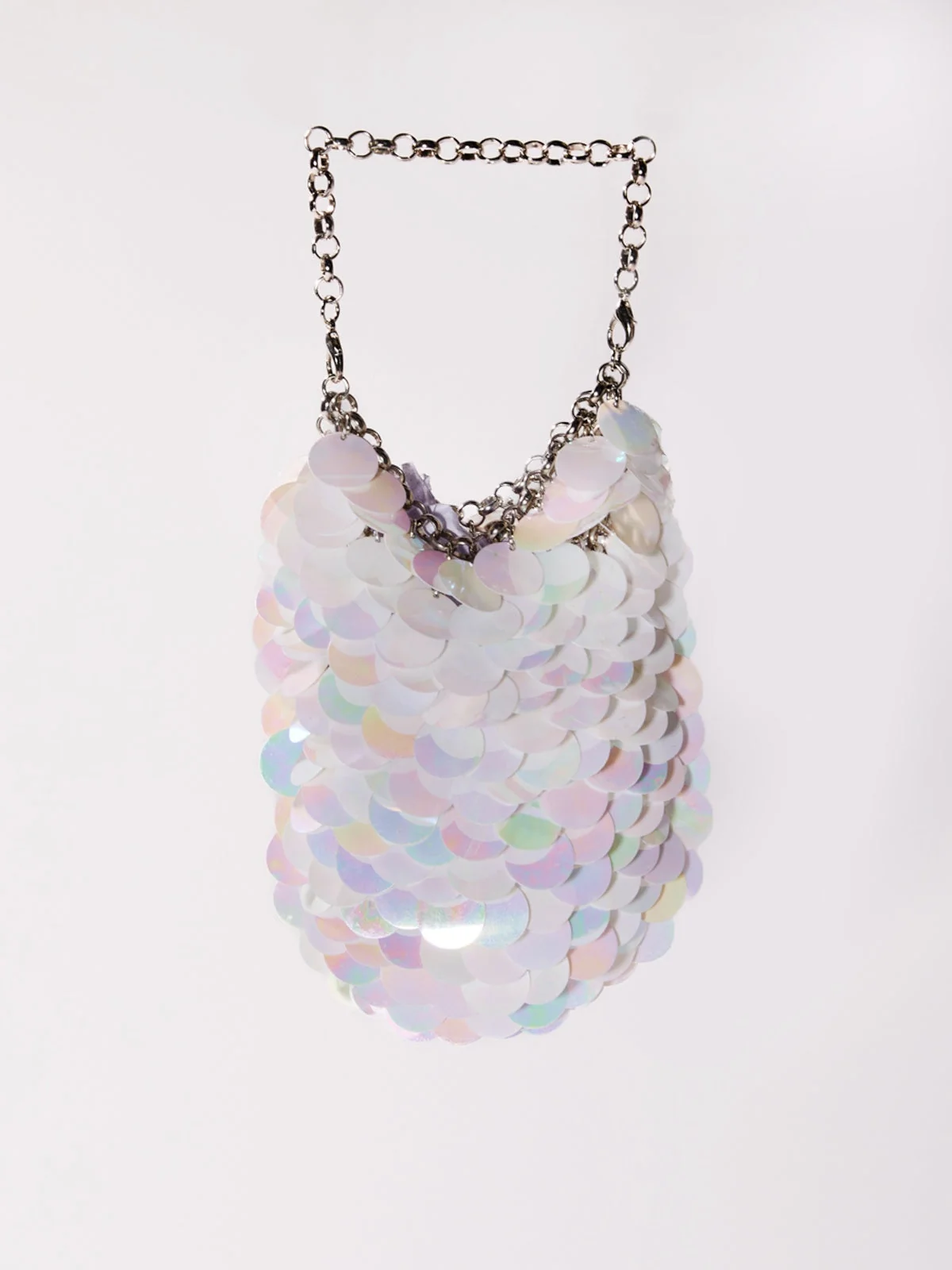 Sparkling Silver Sequin Clutch Bag Compact Glamour Statement Accessory