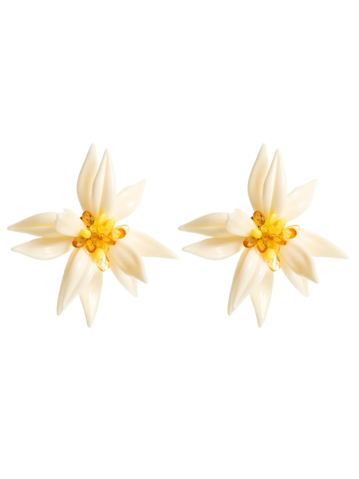 Glamorous White Rhinestone Floral Earrings