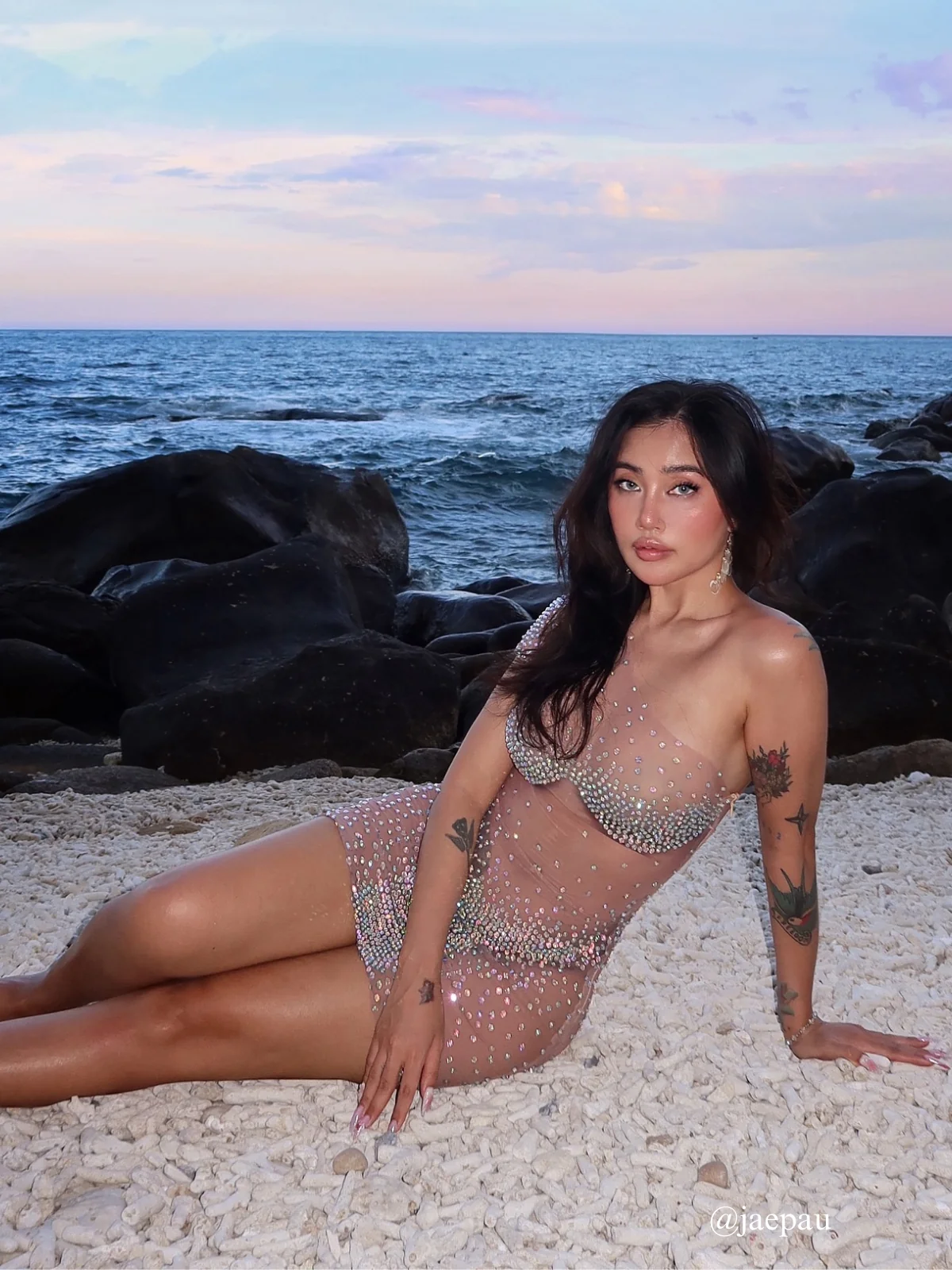 Rhinestone One Shoulder Mini Dress - Elegant Party Wear