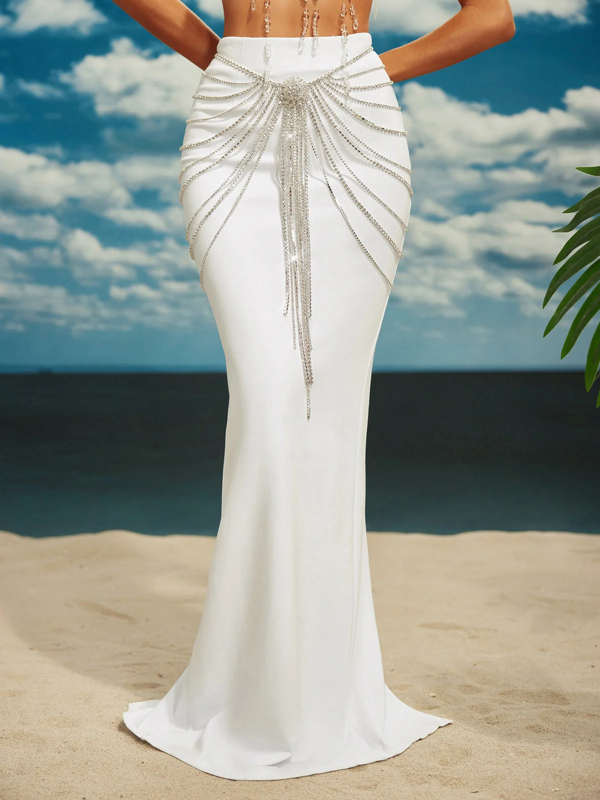 Silver Crystal Chain Skirt - Glamorous Fashion Statement