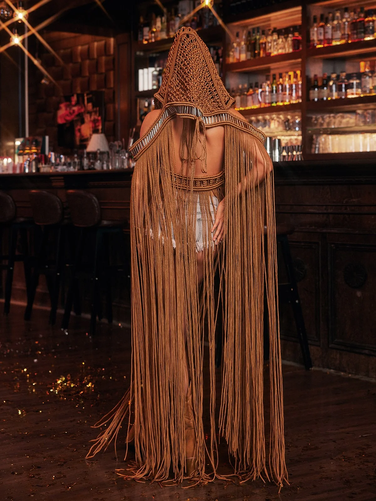 Brown Fringe Knit Hooded Cover Up - Luxurious Comfort Essential