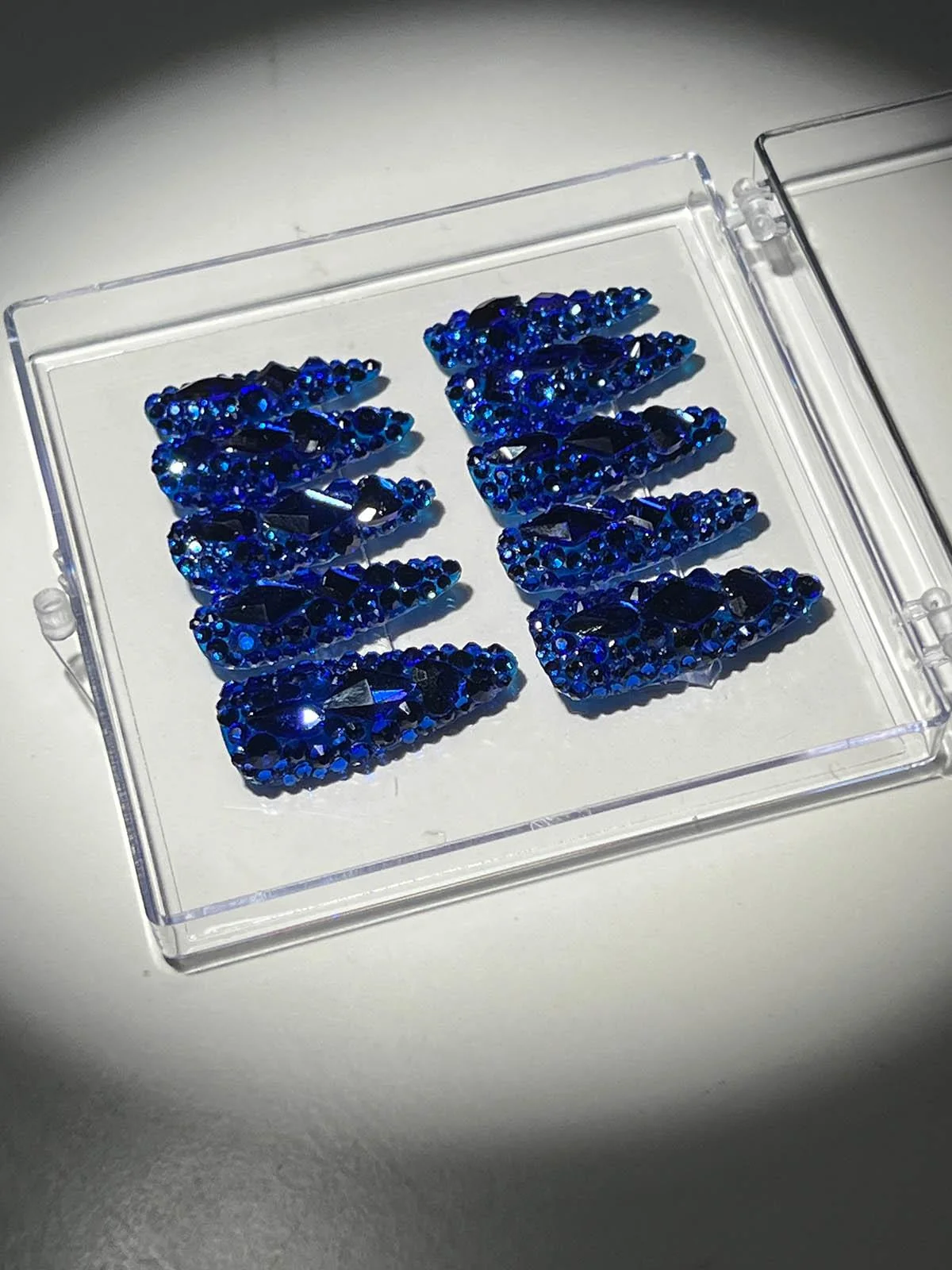 Blue Crystal Stiletto Press-On Nails Set