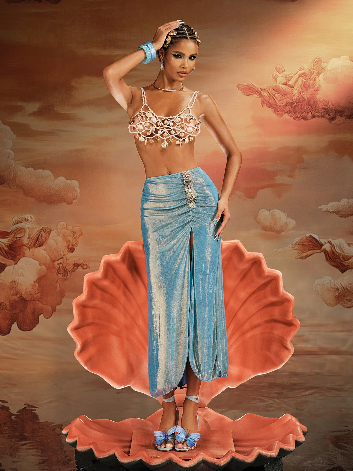 White Seashell Pearl Beaded Bralette - Elegant Comfort Wear