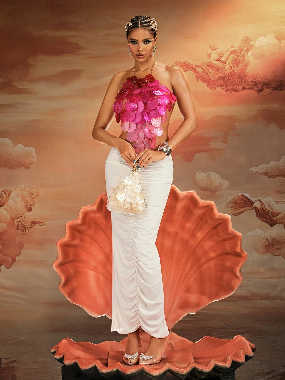 Hot Pink Sequin Scale Halter Top - Glamorous Akili Style